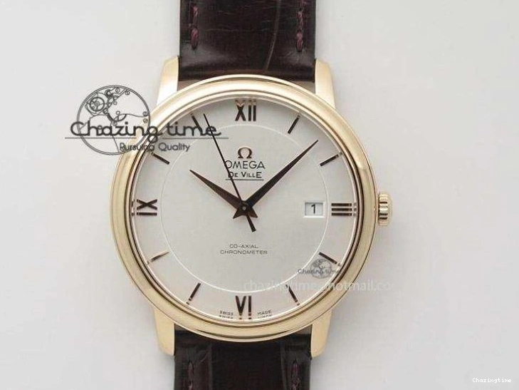 0128 QuickDry De Ville Chronograph RG OMF 1:1 Best Edition Blue Dial On Blue Leather Strap A 8107